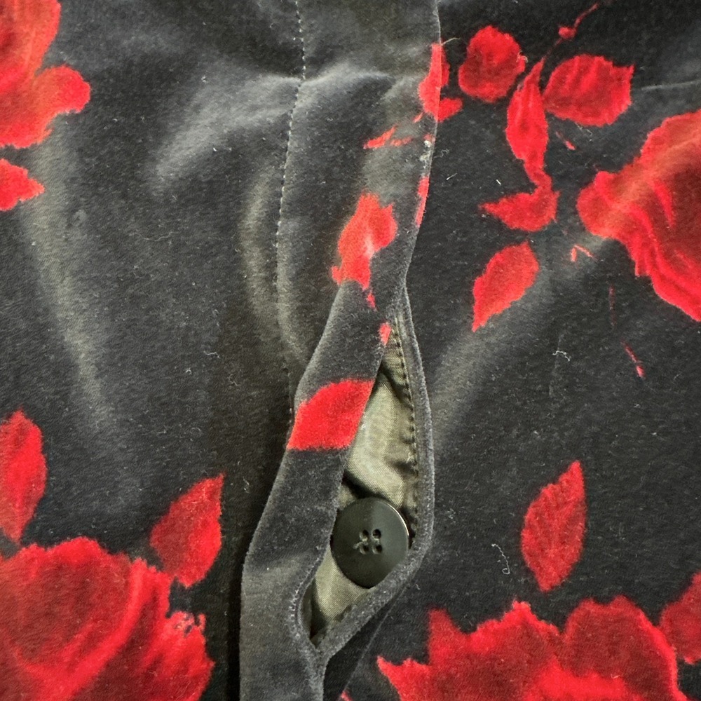 Talbots‎ Velvet Rose Print Blazer Jacket Black Red Floral Size 2 Holiday Chic - Picture 3 of 9